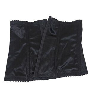 Illusion Black Satin Waist Cincher Under Bust Corset Womens Size Large